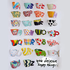 Personalisierter, glasierter Porzellanbecher | Einzigartige, handbemalte Tasse | Geschenk für Mama, Kollegin | Mit Ihrem Logo, Design oder Text individuell gestaltbar | Einzigartiges Geschenk