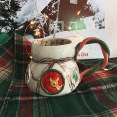 Handbemalter Weihnachtsbecher: Personalisiertes Porzellangeschenk für Mama/Kollegin