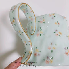 Personalisierter glasierter Porzellanbecher | Einzigartiger handbemalter Becher | Blauer Kaffeebecher