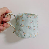 Personalisierter glasierter Porzellanbecher | Einzigartiger handbemalter Becher | Blauer Kaffeebecher