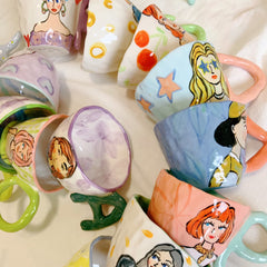 Customized mug with name initials: Personalized portrait mugs, Gift for Her, Unique Art Piece, Daily Cup