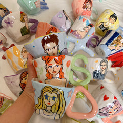 Customized mug with name initials: Personalized portrait mugs, Gift for Her, Unique Art Piece, Daily Cup