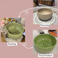 Personalisierte Keramikschale: Einzigartiges Kunstwerk, individuell gestaltete Schale, apfelgrüne Alltagsschale.