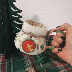 Handbemalter Weihnachtsbecher: Personalisiertes Porzellangeschenk für Mama/Kollegin