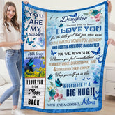 Personalized Blanket for Daughter from Mom Butterfly Themed Gift with Custom Name Comfort Blanket for Daughter's Birthday, Valentine's Day (P000)