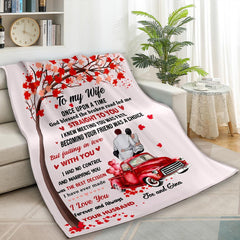 Personalized Wife Blanket Romantic Red Truck Custom Name Throw Anniversary Gift for Wife Valentine's Day Gifts for Wife Husband to Wife Gift (P000)