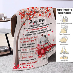 Personalized Wife Blanket Romantic Red Truck Custom Name Throw Anniversary Gift for Wife Valentine's Day Gifts for Wife Husband to Wife Gift (P000)