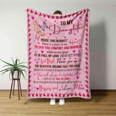 Personalized Daughter Blanket, Custom Name Gift Valentine's Day Gifts for Daughter Pink Butterfly Blanket for Daughter Mom to Daughter Gift (P000)