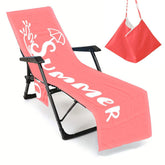 Customized Beach Towel Personalized Beach Chair Cover with Side Pockets, Thick Quick Dry Custom Name Chaise Lounge Chair Towel Cover (P008)