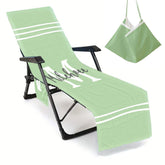 Customized Beach Towel Personalized Beach Chair Cover with Side Pockets, Thick Quick Dry Custom Name Chaise Lounge Chair Towel Cover (P007)