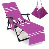 Customized Beach Towel Personalized Beach Chair Cover with Side Pockets, Thick Quick Dry Custom Name Chaise Lounge Chair Towel Cover (P003)