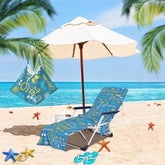 Customized Beach Towel Personalized Beach Chair Cover with Side Pockets, Thick Quick Dry Custom Name Chaise Lounge Chair Towel Cover (P001)