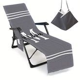 Customized Beach Towel Personalized Beach Chair Cover with Side Pockets, Thick Quick Dry Custom Name Chaise Lounge Chair Towel Cover (P000)