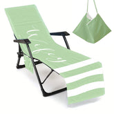 Couple Wifey and Hubby Customized Beach Towel Personalized Beach Chair Cover with Side Pockets, Custom Name Chaise Lounge Chair Towel Cover (P000)