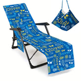 Customized Beach Towel Personalized Beach Chair Cover with Side Pockets, Thick Quick Dry Custom Name Chaise Lounge Chair Towel Cover (P005)