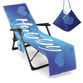Personalized Beach Chair Cover: Microfiber Lounge Towel with Pockets (P003)