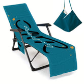 Personalized Beach Chair Cover: Microfiber Lounge Towel with Pockets (P002)