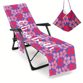Personalized Beach Chair Cover: Microfiber Towel with Pockets (P001)