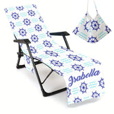 Personalized Beach Chair Cover: Microfiber Lounge Towel with Pockets (P001)
