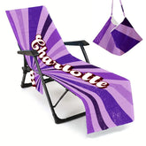 Personalized Pool Chair Cover Towel: Microfiber Beach Lounge with Pockets (P000)
