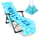 Personalized Microfiber Beach Chair Cover with Pockets: Pool Lounge Towel (P001)
