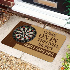 Custom Dartboard Doormat: Personalized Game Room Decor (P000)