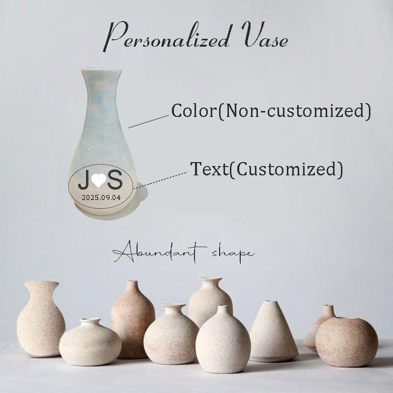 Personalized Ceramic Vase: Engraved Handmade Pottery, Unique Art Piece