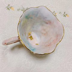 Hand-Sculpted 3D Floral China mug| Hand-painted bow mug| Gift for Her| Customized with your Name, Date | Unique Gift | 250ml (8.8 fl oz)