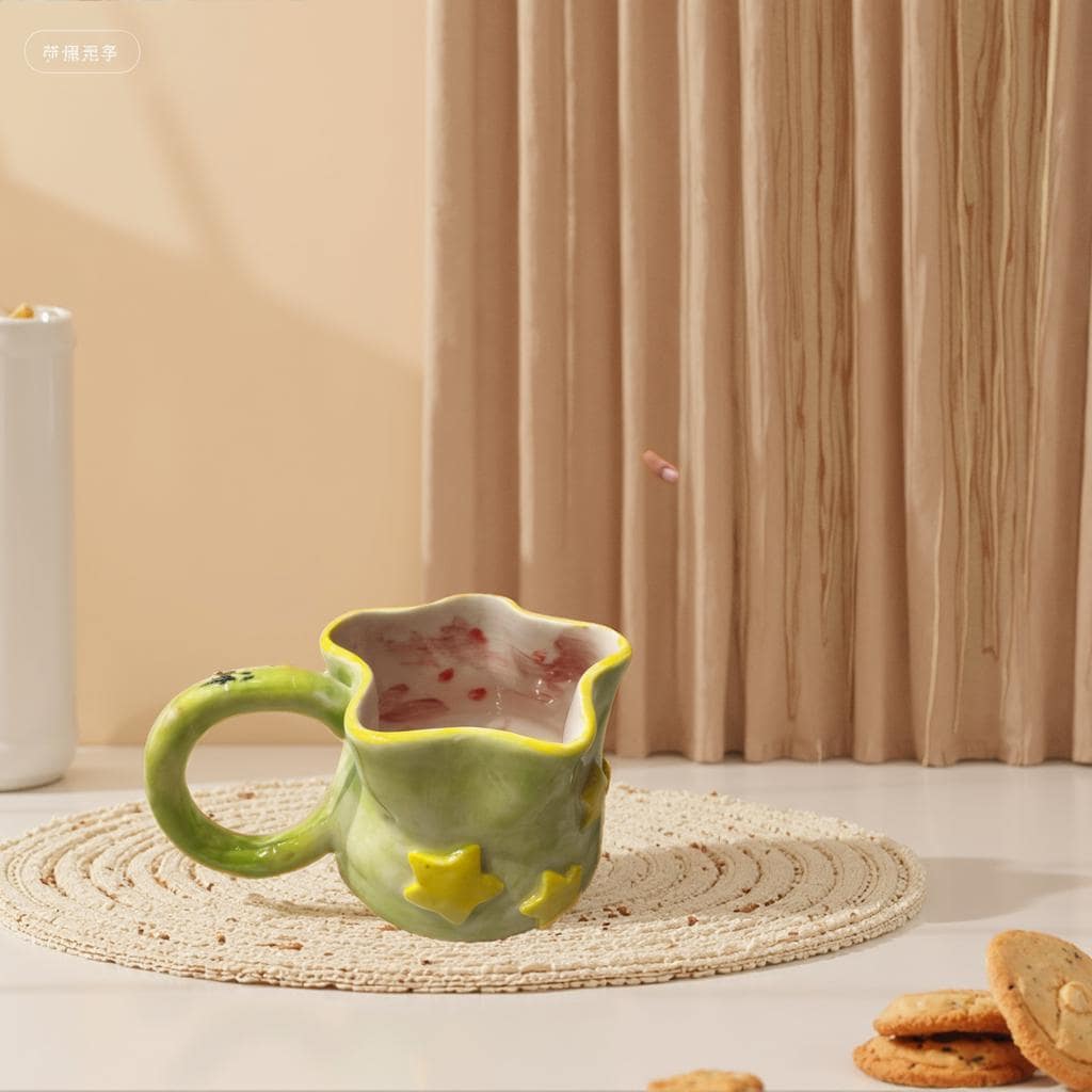 Personalized Ceramic Cup: Unique Art Piece,Custom Cup,Apple Green Daily Cup.
