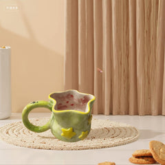 Personalized Ceramic Cup: Unique Art Piece,Custom Cup,Apple Green Daily Cup.