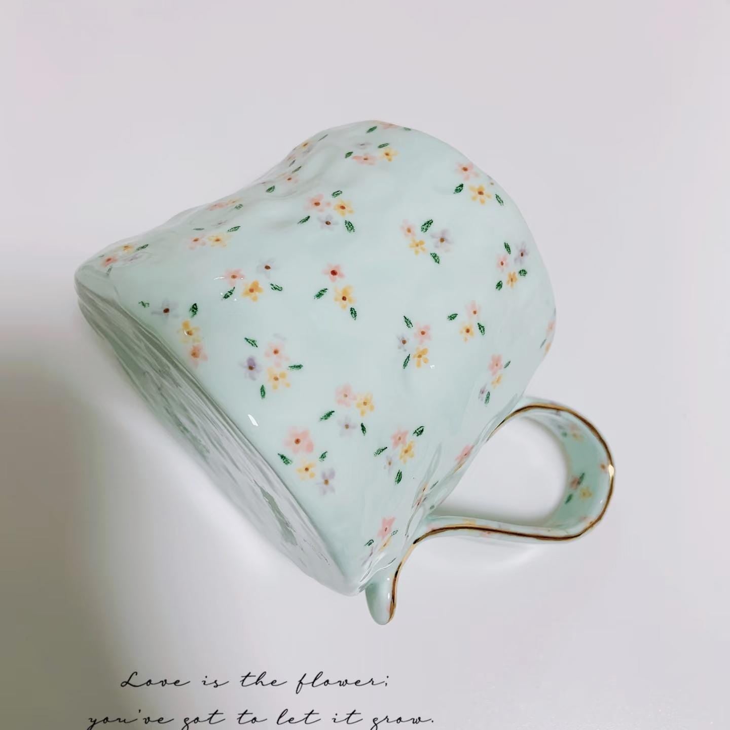 Personalised Glazed porcelain Mug| Unique Hand-Painted Cup| Blue Coffee Cup