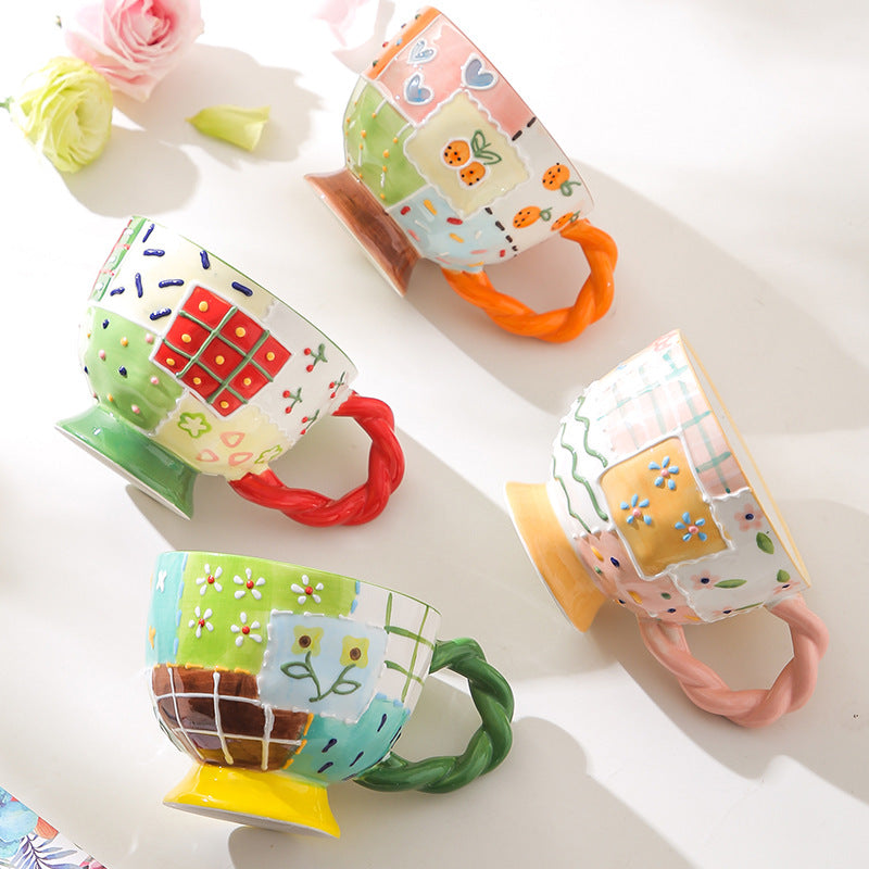 Keramikbecher, Frühstückstasse, handbemalt, kreatives Geschenk 