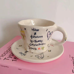 Personalized Anniversary Porcelain Mug | Hand-Painted with Your Dates,Text | Unique Gift for Wife, Husband, Parents | Custom Keepsake