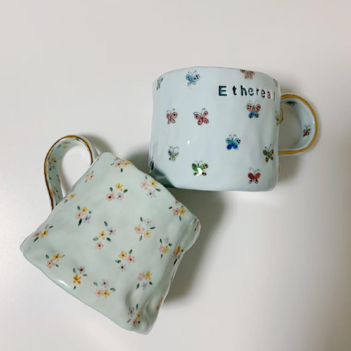 Personalised Glazed porcelain Mug| Unique Hand-Painted Cup| Blue Coffee Cup
