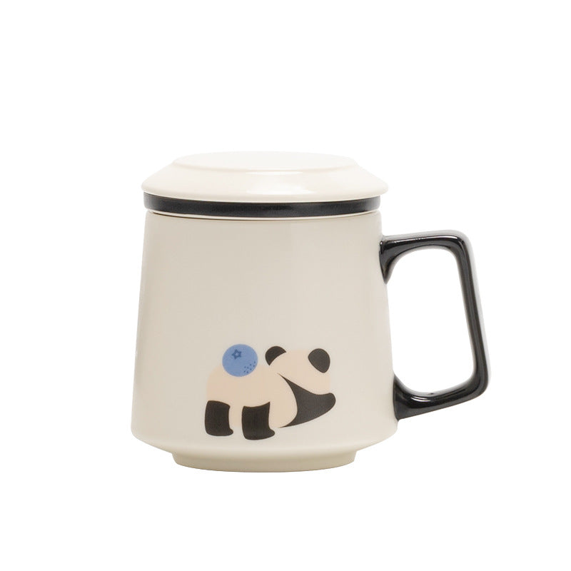 Panda-Teebecher mit Wassertrennung, niedlicher Cartoon-Becher 