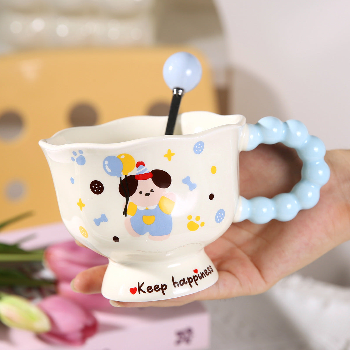 Niedliche Keramiktasse mit Welpenmotiv – Erinnerungsgeschenk 