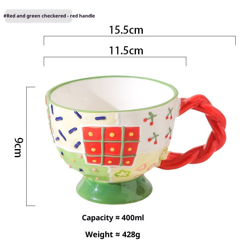 Keramikbecher, Frühstückstasse, handbemalt, kreatives Geschenk 