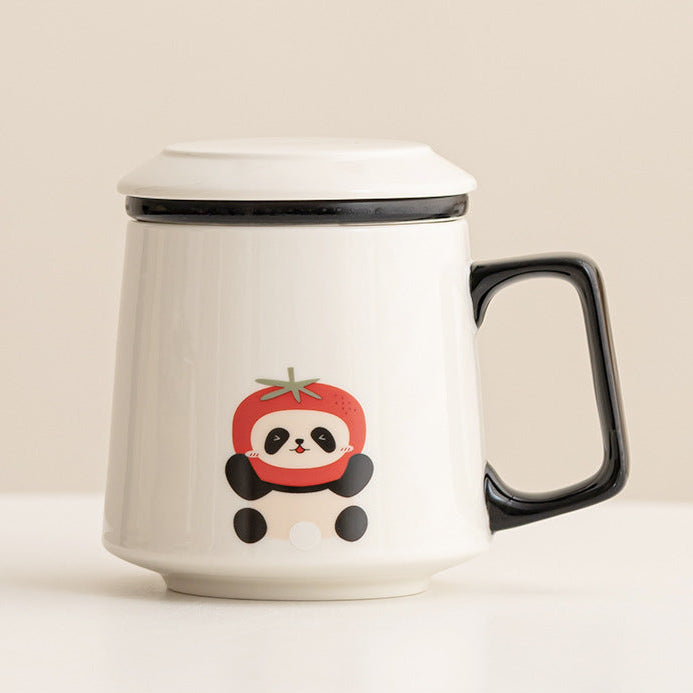 Panda-Teebecher mit Wassertrennung, niedlicher Cartoon-Becher 