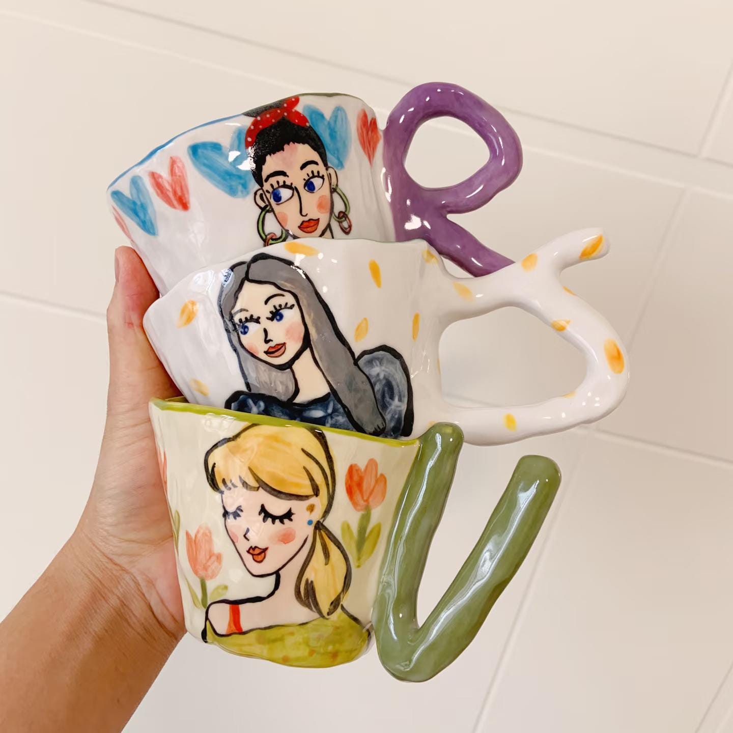 Custom Cartoon Portrait Mug| Funny Caricature Gift from Photo| Personalized with Initial Letter | Unique Personalized Gift for Him Her