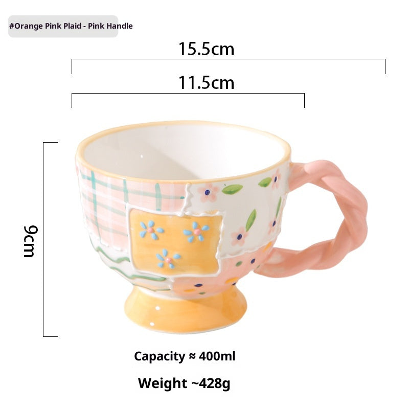 Keramikbecher, Frühstückstasse, handbemalt, kreatives Geschenk 