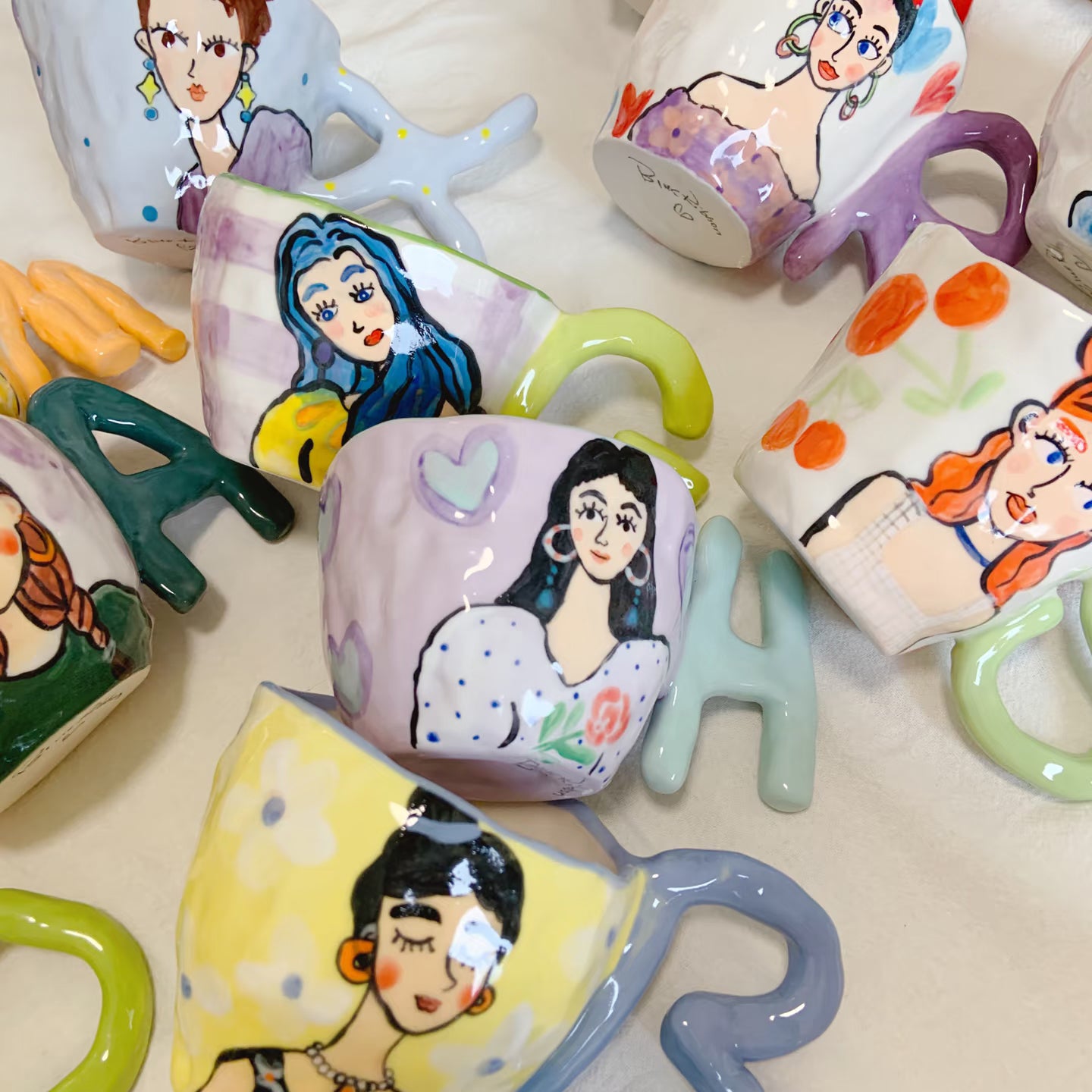Customized mug with name initials: Personalized portrait mugs, Gift for Her, Unique Art Piece, Daily Cup