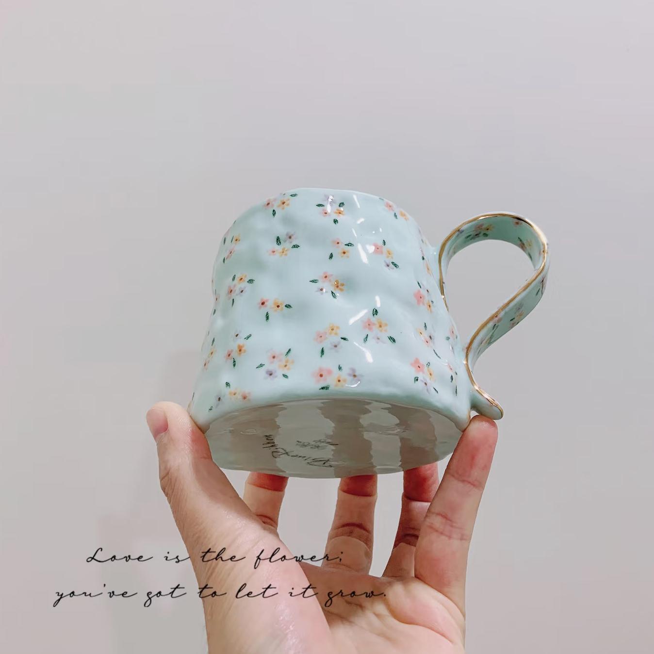 Personalised Glazed porcelain Mug| Unique Hand-Painted Cup| Blue Coffee Cup