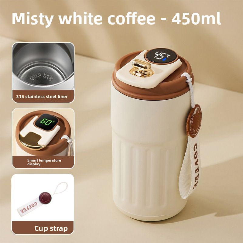 Intelligente Temperaturanzeige, isolierter Edelstahlbecher, tragbarer Kaffeebecher, einfach