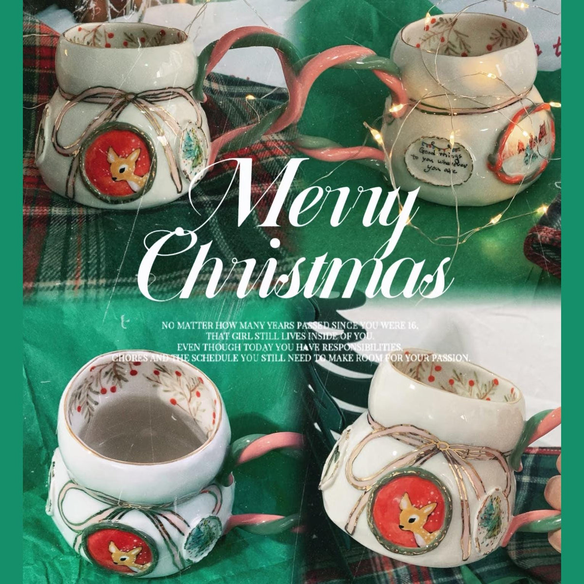 Handbemalter Weihnachtsbecher: Personalisiertes Porzellangeschenk für Mama/Kollegin