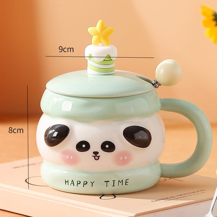 Niedliche Tiertasse, Keramiktasse mit Deckel, Geschenk-Kaffeetasse