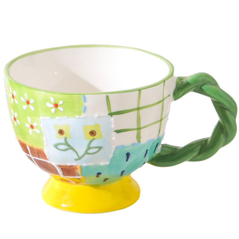 Keramikbecher, Frühstückstasse, handbemalt, kreatives Geschenk 