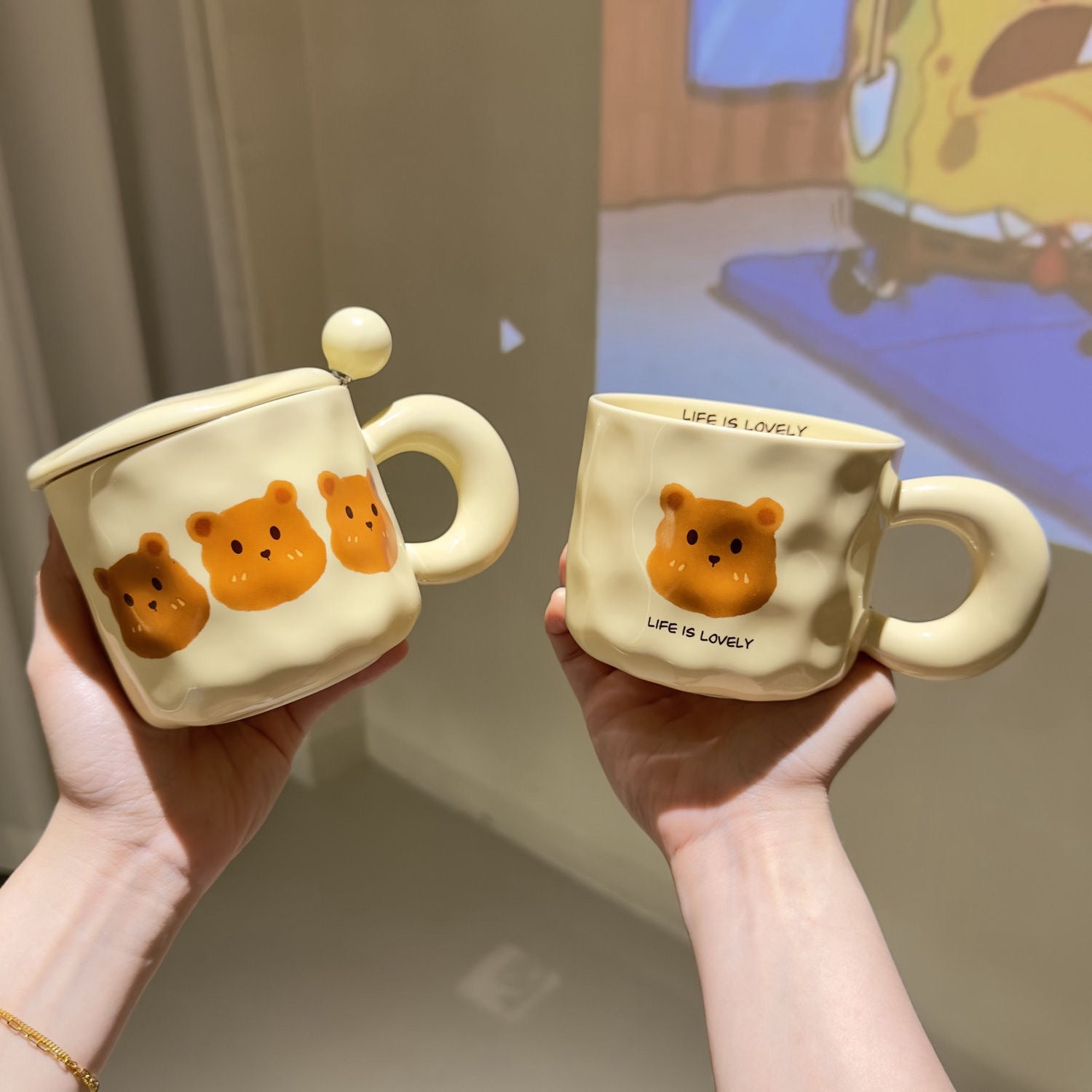 Bärenbecher mit dickem Henkel, Keramiktasse mit großem Fassungsvermögen 