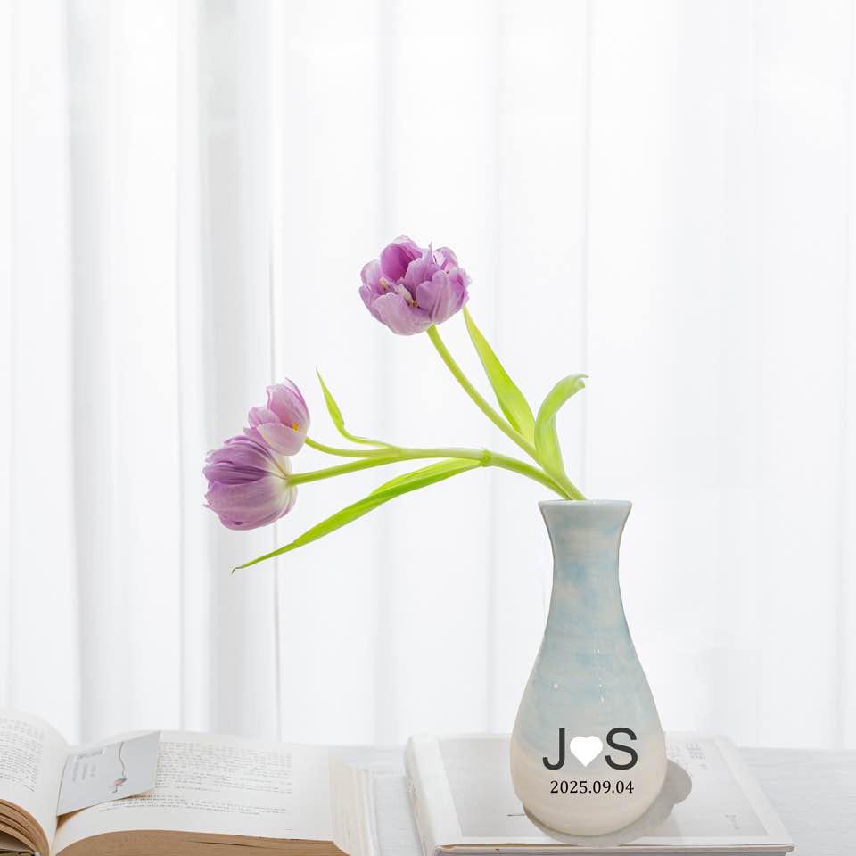 Personalized Ceramic Vase: Engraved Handmade Pottery, Unique Art Piece