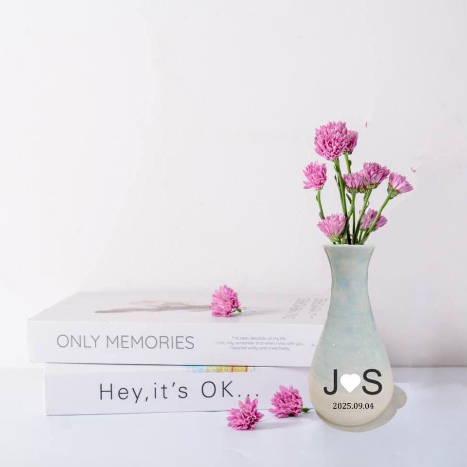 Personalized Ceramic Vase: Engraved Handmade Pottery, Unique Art Piece