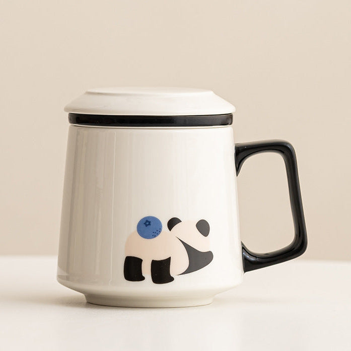 Panda-Teebecher mit Wassertrennung, niedlicher Cartoon-Becher 
